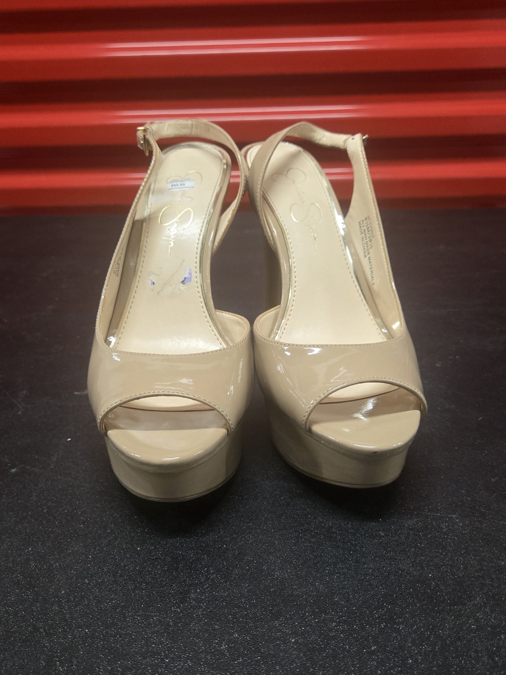 Jessica Simpson  Women's Nude Patent Platform Peep-Toe Heels Size 8.5